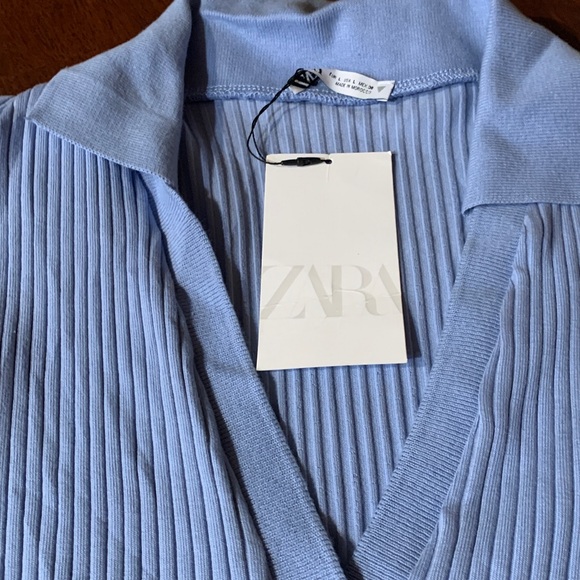 Zara brand new gorgeous color baby blue long dress, size Large, made in Morocco. - Picture 3 of 11